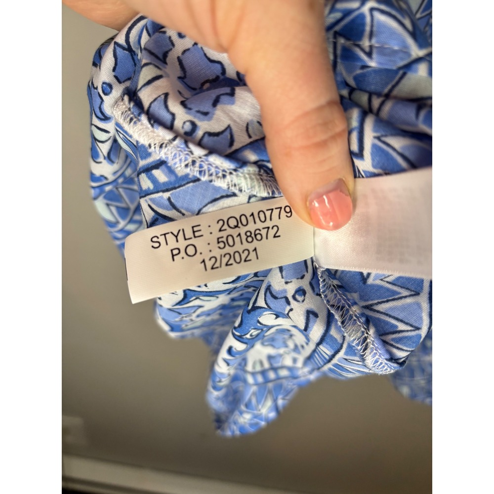 Vineyard Vines Dress Womens M Blue White Scarf Print Pintuck NWT Mini - Picture 8 of 8